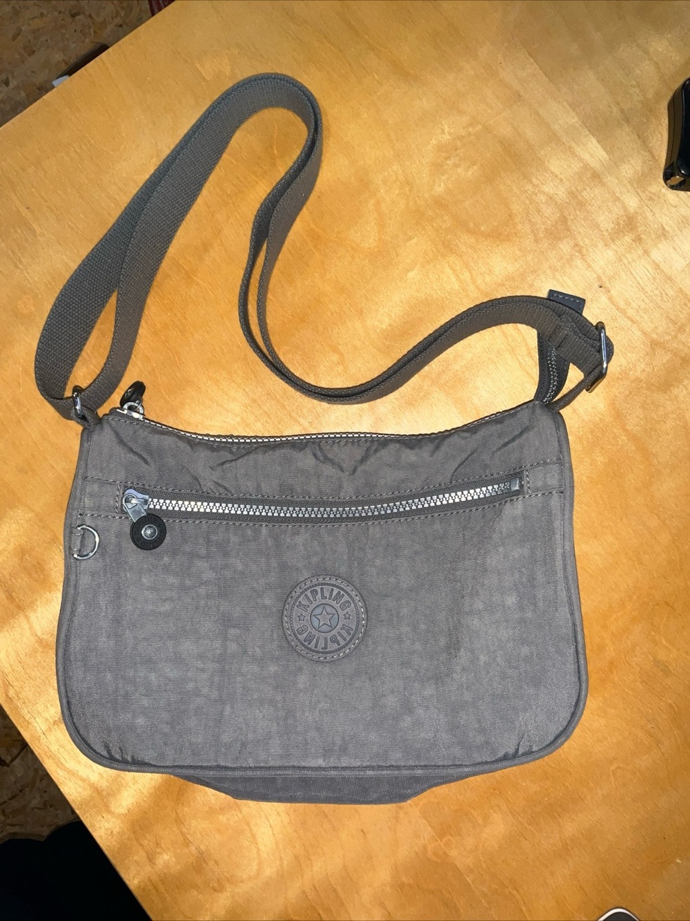 Kipling Gray Nylon Logo Crossbody